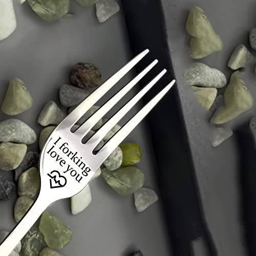 Funny 'I Forking Love You' Fork Set - Anniversary, Christmas & Birthday Gifts for Husband, Wife, Boyfriend, Girlfriend - Couples Dessert Forks for Romantic Dinners & Special Occasions