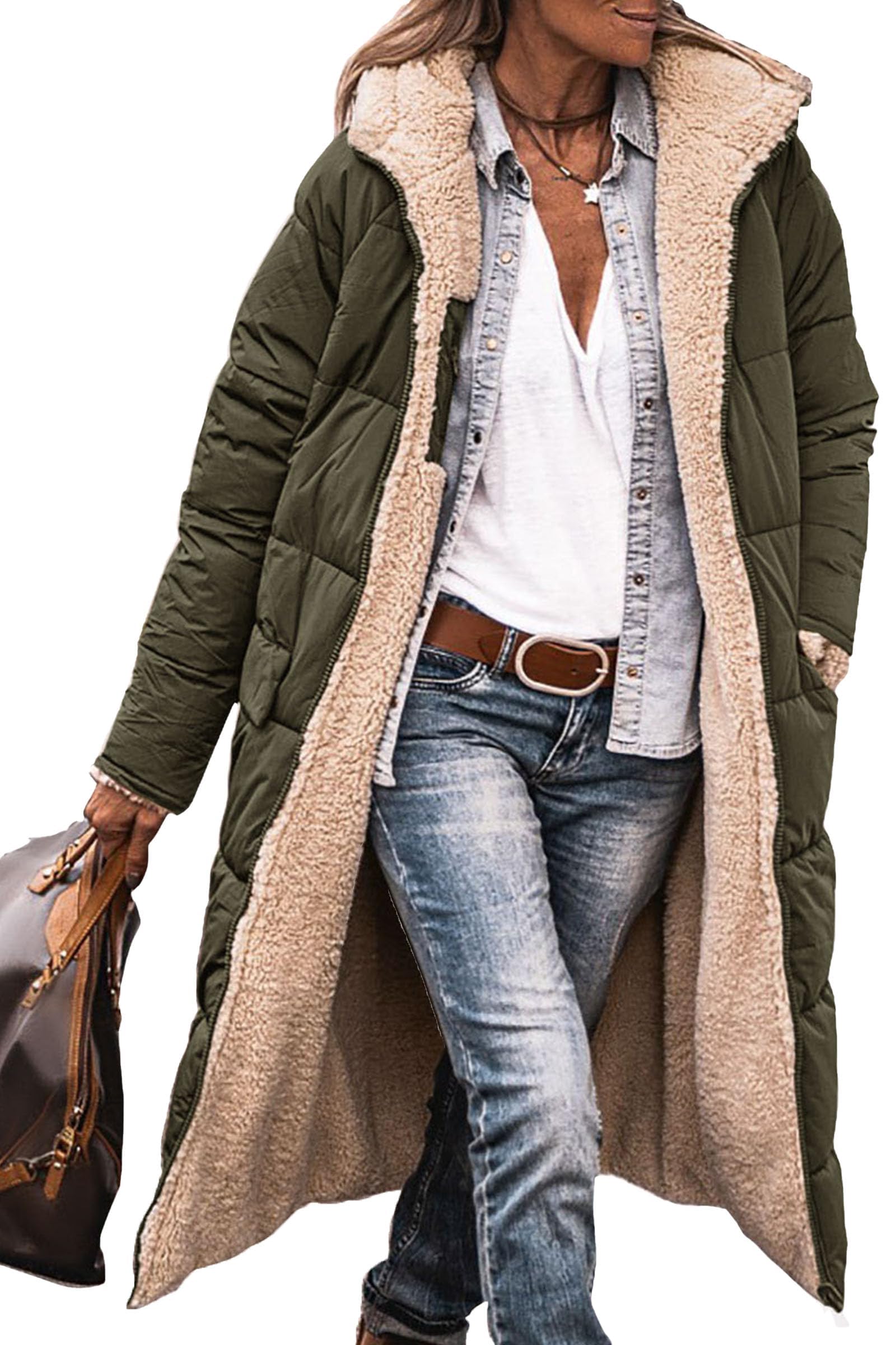 PRETTYGARDEN Women's Oversized Shearling Fleece Long Winter Coat Jacket 2025 - Warm Fashion Outerwear for Cold Weather, Snow Days & Holiday Outfits