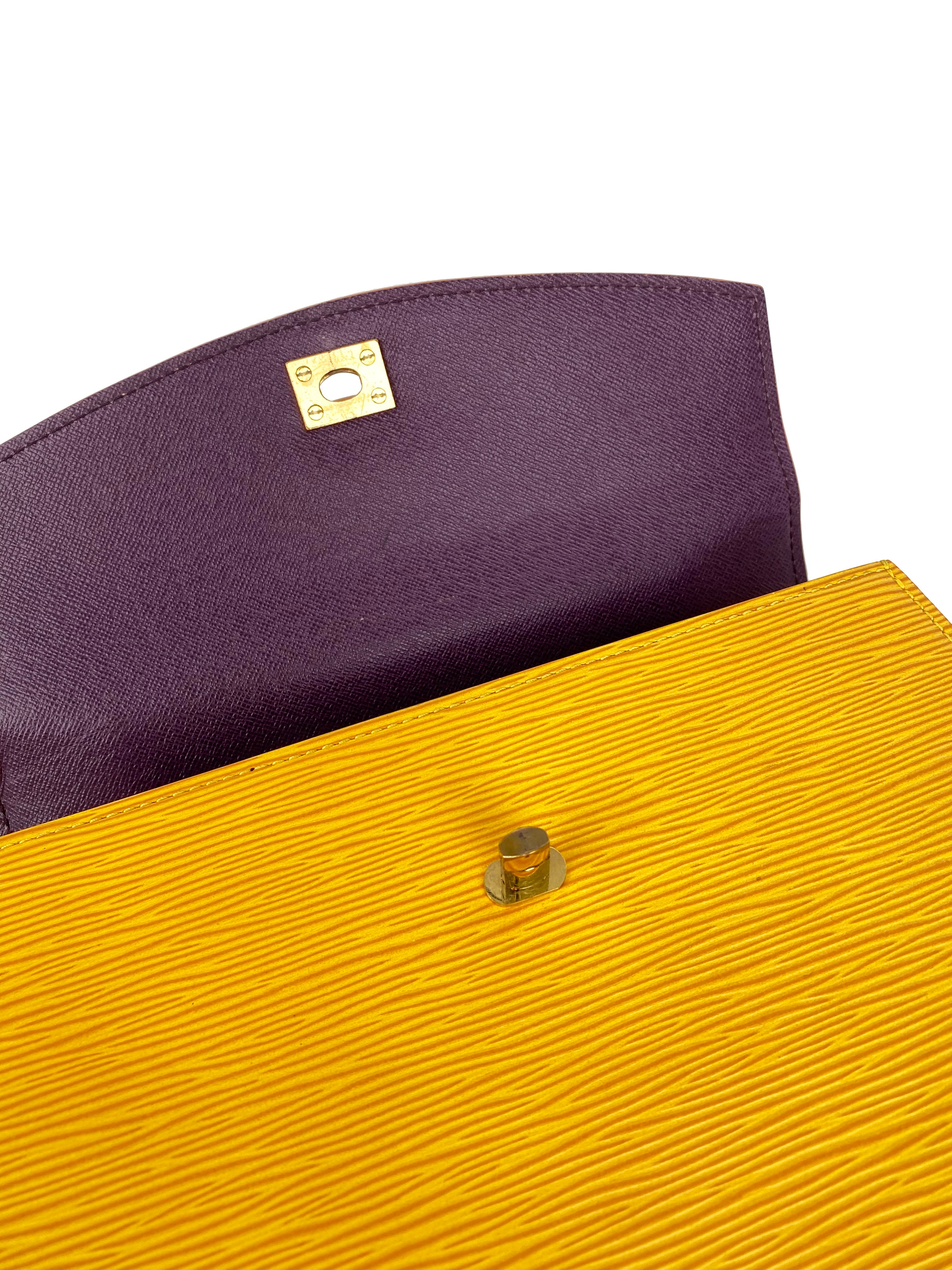 Authentic Louis Vuitton Yellow Epi Leather Malesherbes Top Handle Handbag for Women | Luxury Designer Shoulder Bag for Work, Travel & Special Occasions