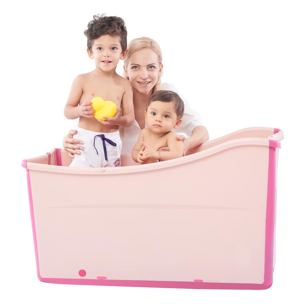 Foldable Baby Bathtub for Toddlers - Large Collapsible Portable Bathtub for Kids, Infants & Petite Adults - Lightweight Travel Bathtub for Home, Nursery & Outdoor Use