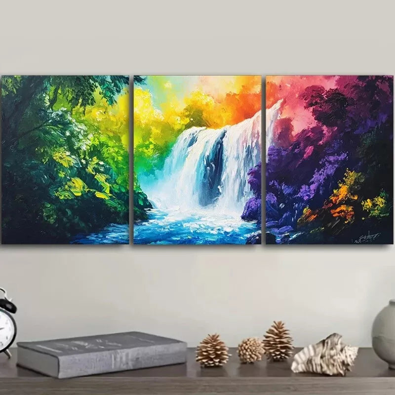 3-Piece Waterfall in the Forest Nature Wall Art Set - Framed Canvas 40x60cm (16x24in) - High Quality Print - 100% Australian Made - Ready to Hang - Perfect for Living Room, Bedroom & Office Decor