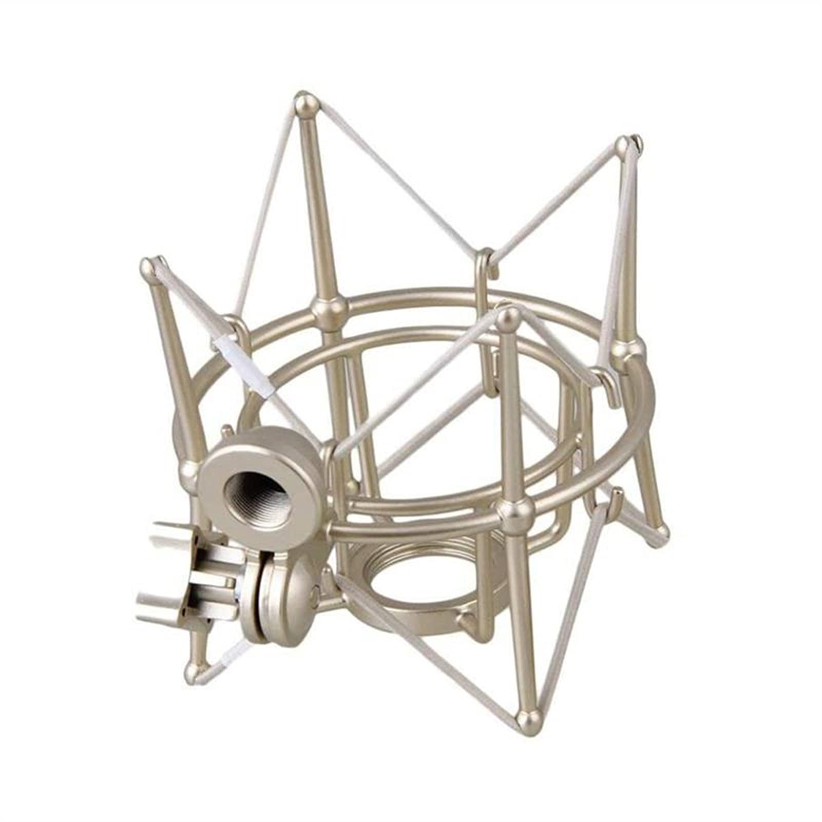 Premium Metal Spider Suspension Shockproof Mic Holder - Champagne Silver | Adjustable Microphone Stand Clip for Computer, Karaoke, Podcast & Studio Recording | Durable Shockproof Frame for Professional Audio Setup