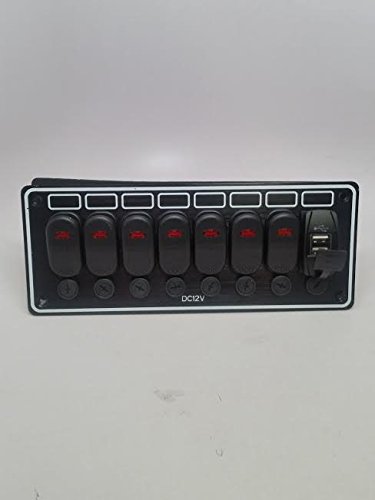 Pactrade Marine Grade Waterproof Aluminum LED Switch Panel with USB Charger - 3.5