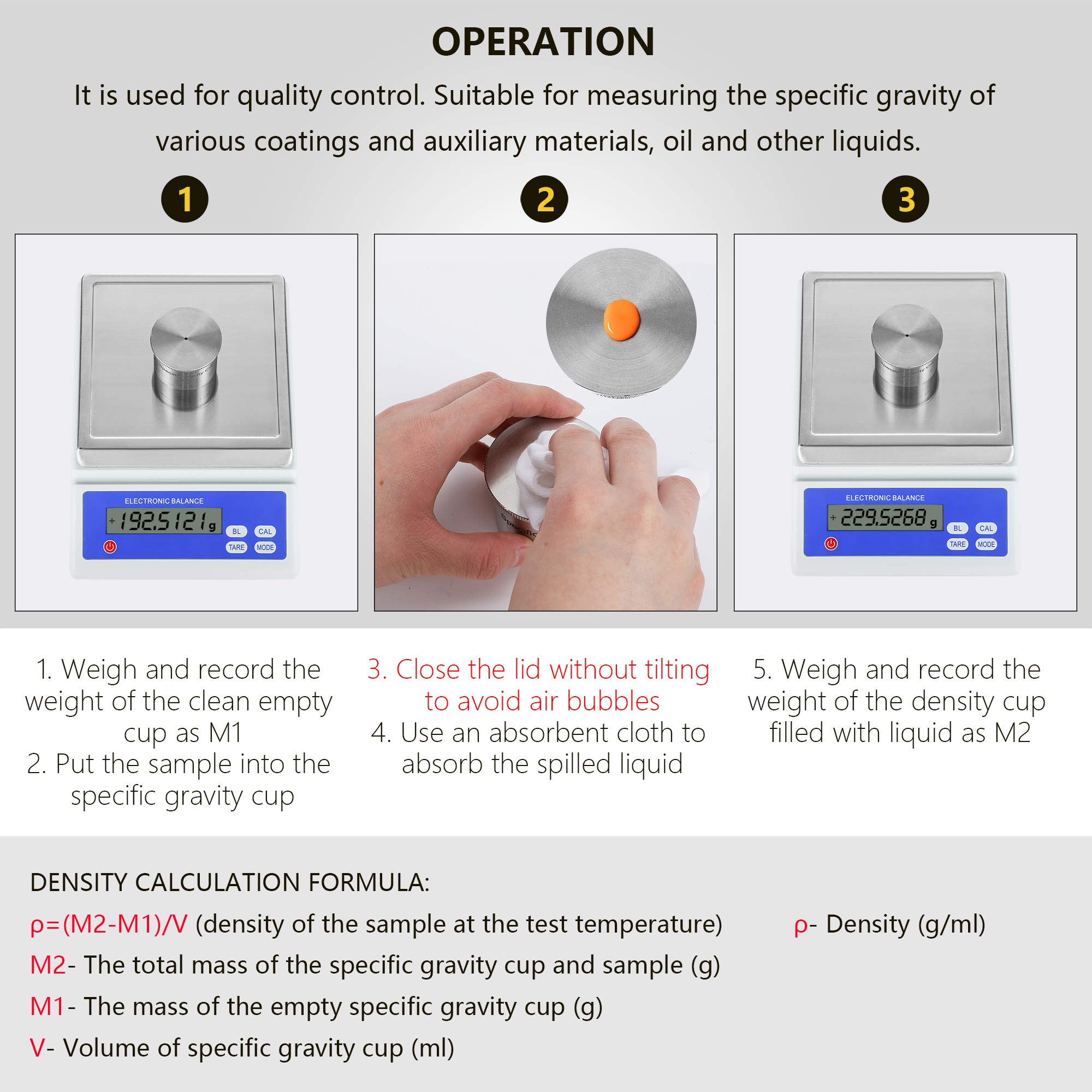 CGOLDENWALL Stainless Steel Density & Specific Gravity Test Cup - 50ml/100ml Capacity - Lab Equipment for Liquid Measurement (Ideal for Chemistry, Petroleum & Industrial Applications)