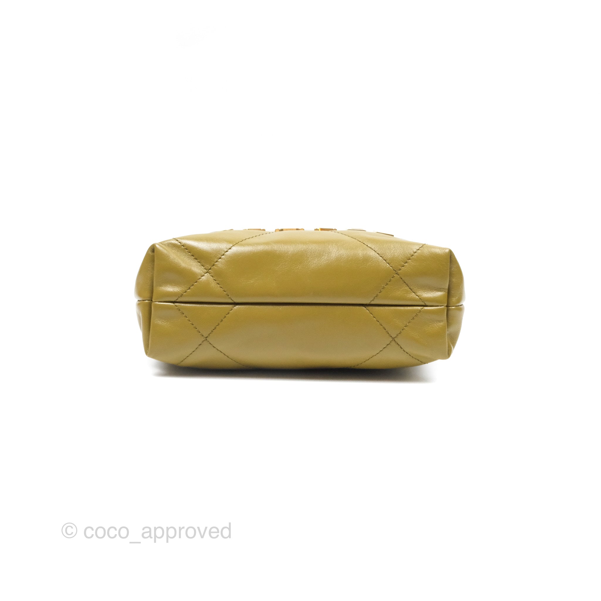 Chanel 22 Mini Bag in Olive Green | Shiny Crumpled Calfskin Leather with Aged Gold Hardware | Luxury Crossbody Purse for Women | Perfect for Date Night & Evening Events