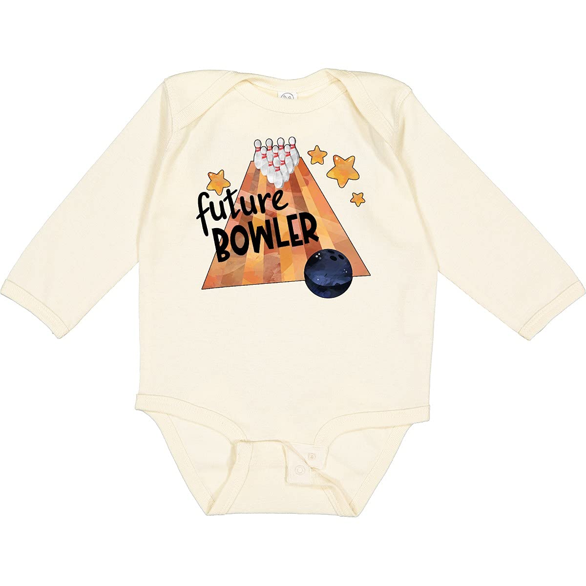 Inktastic Future Bowler Bowling Ball and Pins Long Sleeve Baby Bodysuit - Soft Cotton Creeper for Infants & Toddlers - Perfect for Bowling Parties, Family Outings & Photo Shoots