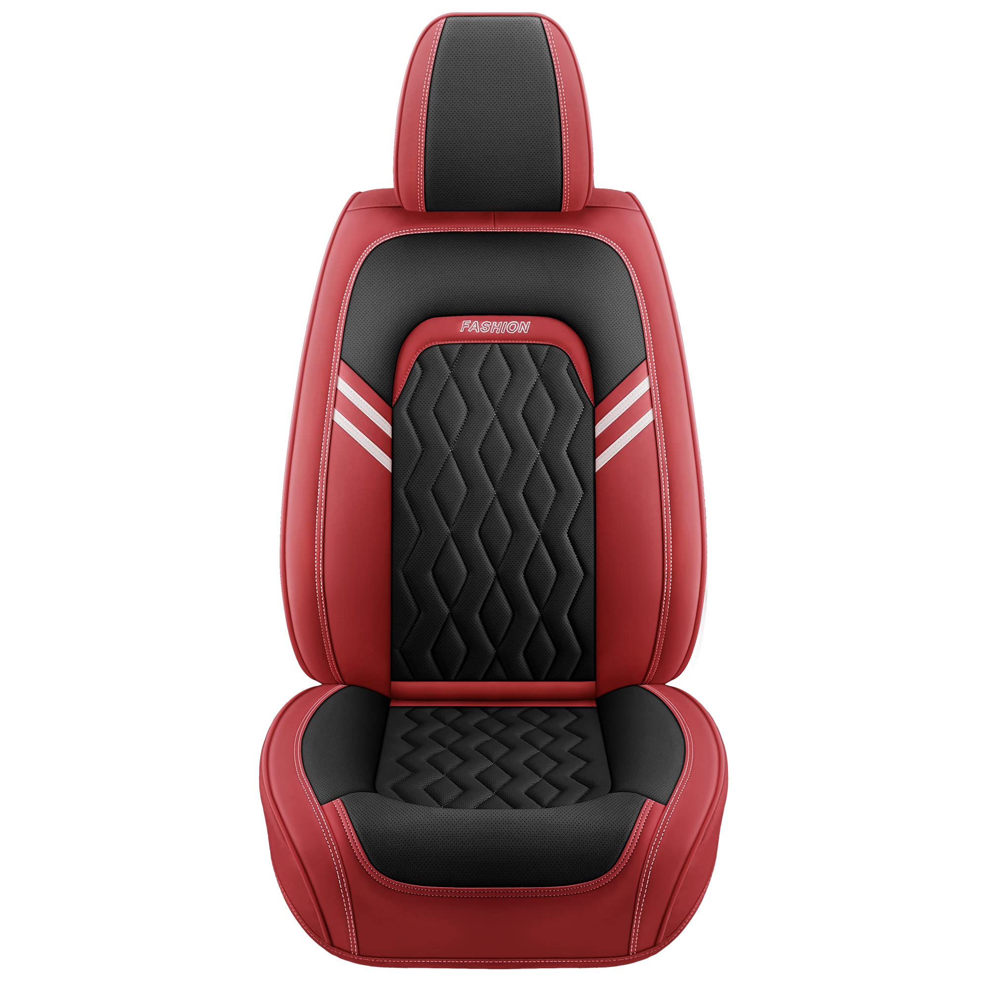 Universal BGYFDU02 5-Seater Full Set Car Seat Covers - Synthetic Leather, Airbag Compatible for Most Cars, SUVs, Trucks & Pickups (Black-Red) | Premium Protection & Style Upgrade for Daily Commute, Road Trips & Family Travel