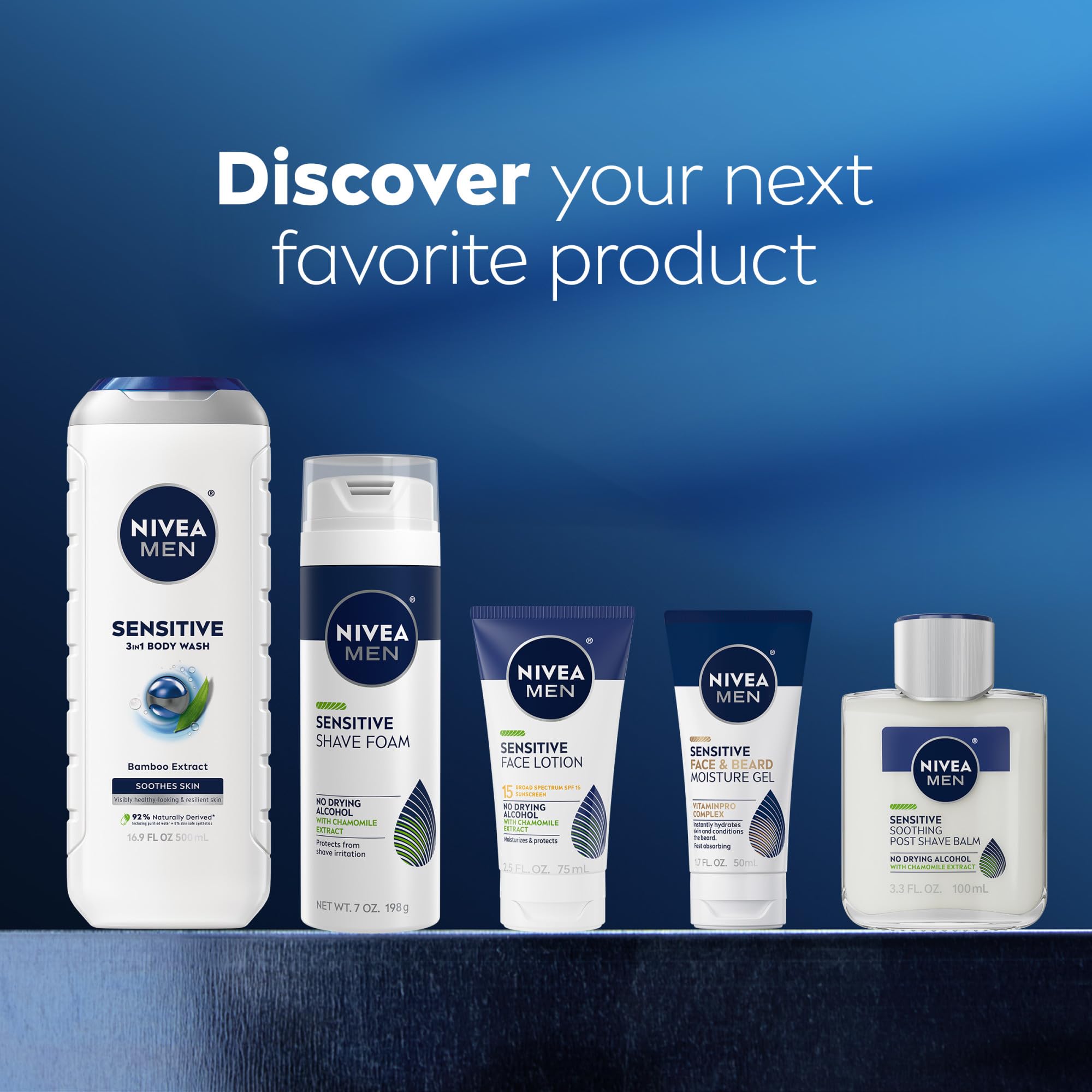 NIVEA MEN Sensitive Body Wash with Bamboo Extract - Moisturizing Shower Gel for Men with Sensitive Skin, Alcohol-Free & Soap-Free Formula, 30 Fl Oz - Ideal for Daily Hydration & Gentle Cleansing After Workout or Shaving