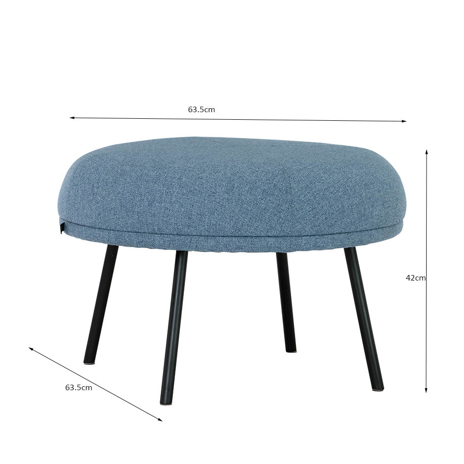 JUSTY 25 Inch Marble Blue Footstool Ottoman - Modern Living Room Furniture for Home Decor, Comfortable Seating & Extra Storage - Perfect for Living Rooms, Bedrooms & Offices
