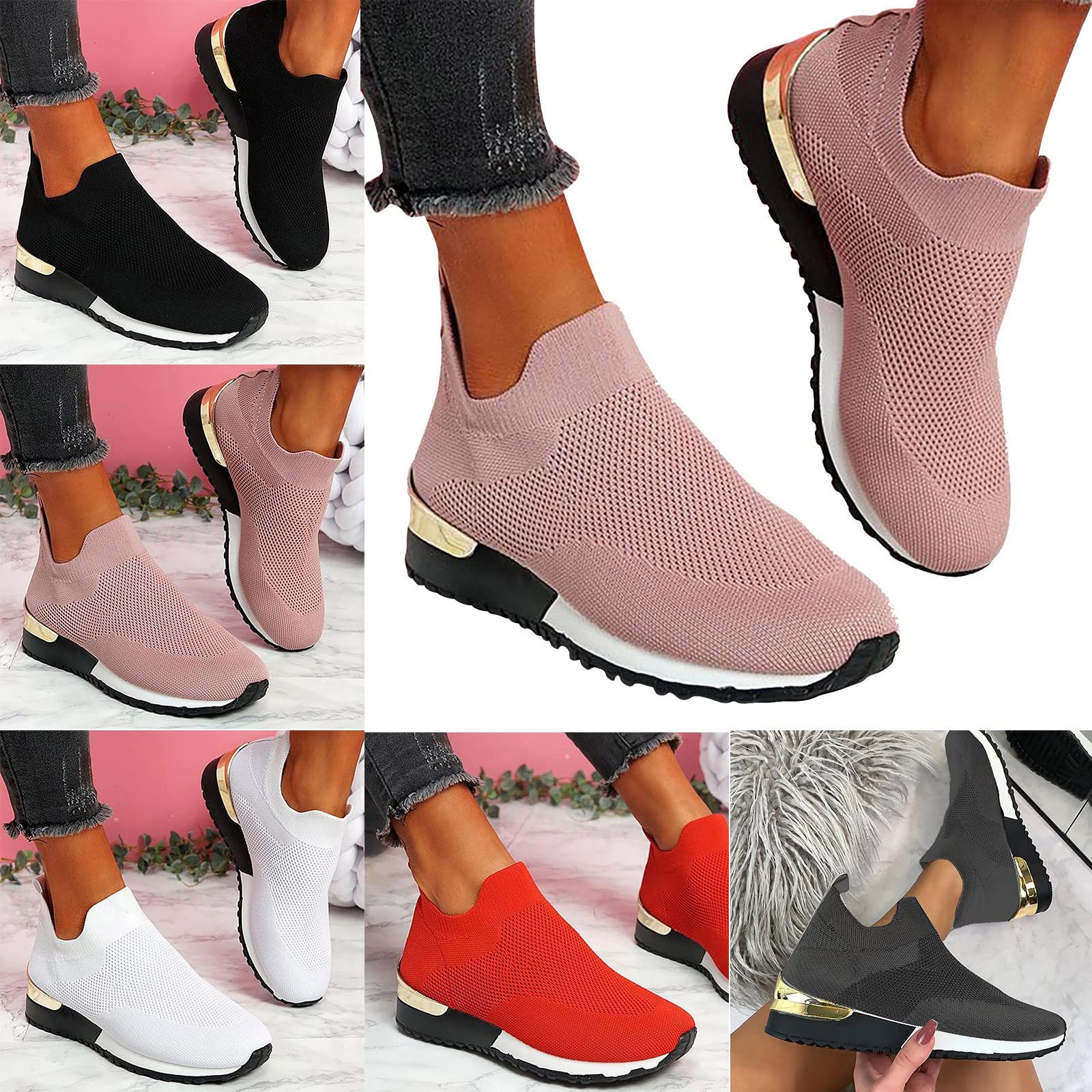 **Women's Slip-On Mesh Sneakers - Lightweight Breathable Walking Shoes for Gym, Running & Work | Comfortable Memory Foam Athletic Shoes for Summer & Daily Wear**    *(Ideal for workouts, casual outings, office wear & travel - stylish & versatile for any occasion!)*