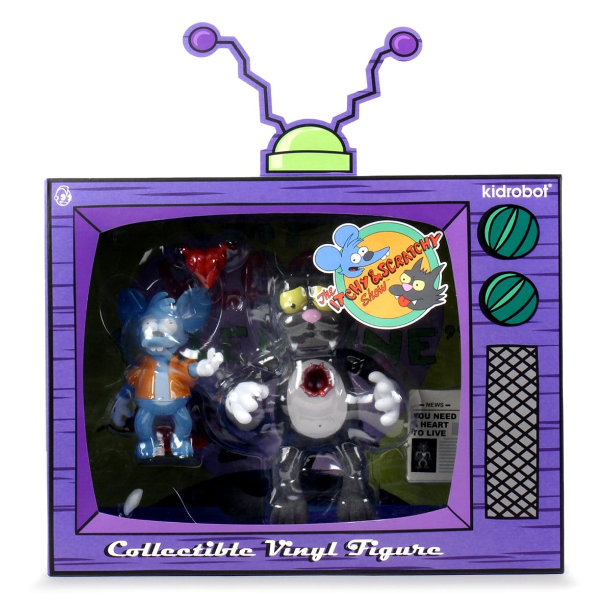 The Simpsons x Kidrobot Itchy & Scratchy Flocked Medium Figure Set - IamRetro Exclusive - Perfect for Collectors, Home Decor, and Pop Culture Enthusiasts
