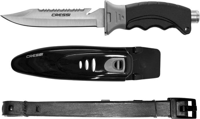 Cressi Borg Diving Knife - Stainless Steel Blade with Sheath for Scuba Diving, Snorkeling & Water Sports - Perfect Underwater Tool for Safety & Cutting