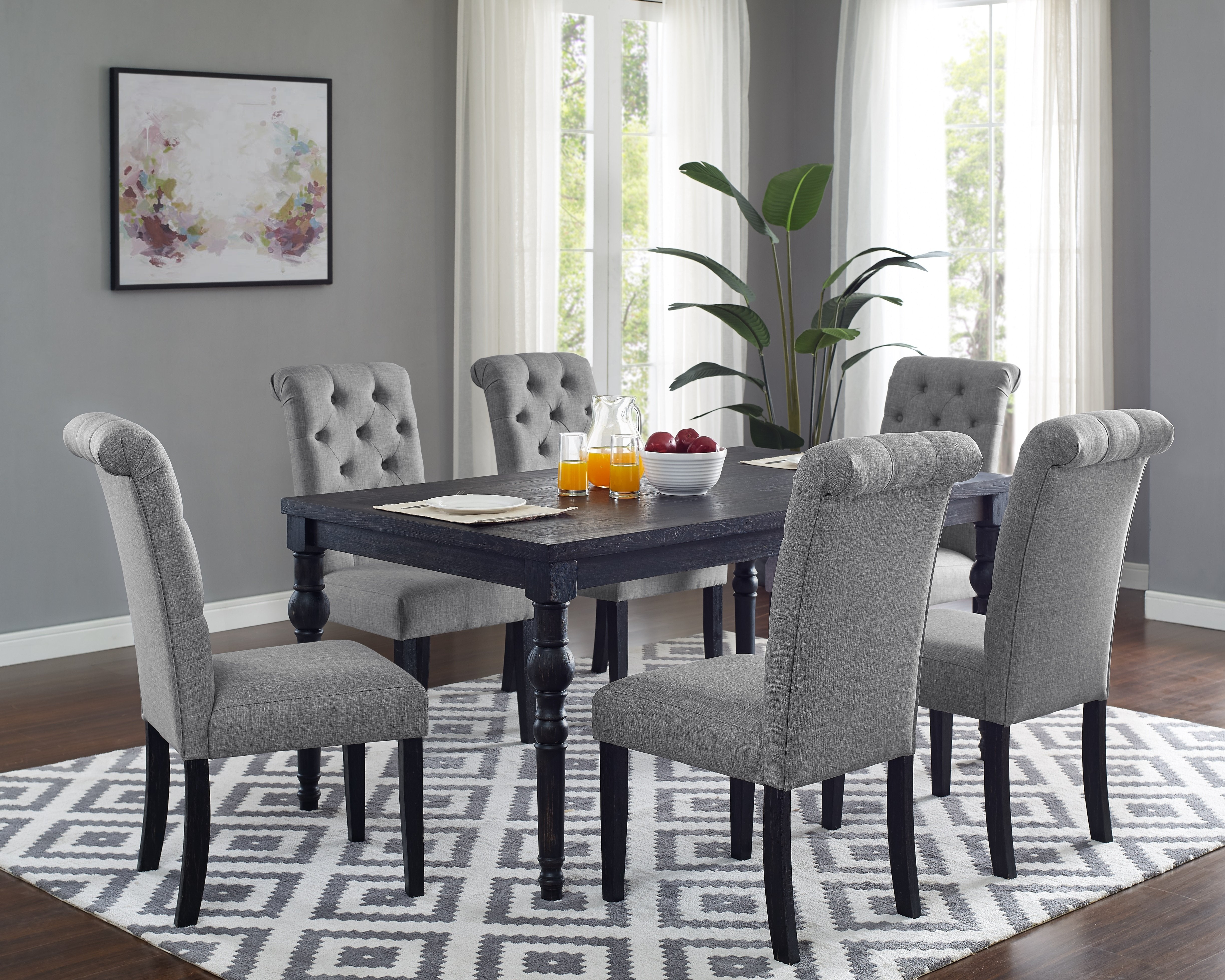 Roundhill Furniture Leviton Urban Style Dining Set - 6-Piece Modern Table and Chairs for Kitchen, Dining Room & Small Spaces | Perfect for Family Meals & Entertaining Guests