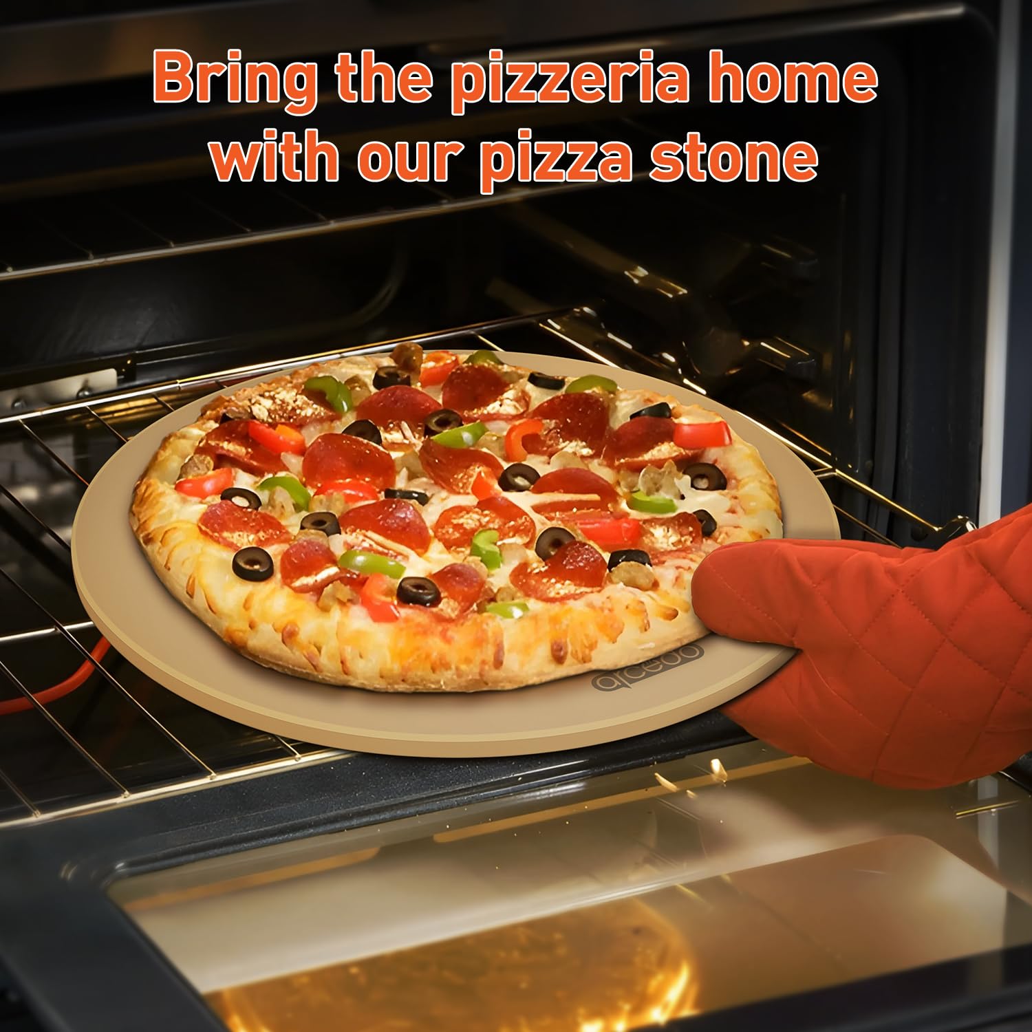 16 Inch Round Cordierite Pizza Stone for Oven - Thermal Shock Resistant Baking Stone for Bread, Pizza & BBQ Grilling - Includes PE Scraper - Perfect for Home Baking, Outdoor Cooking & Restaurant Use
