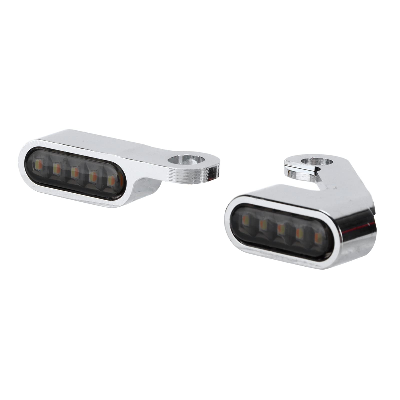 2Pcs Motorcycle Cornering Lights - Durable Aluminum Alloy LED Turning Signal Lamps with Anti-Corrosion Coating (Silver Black Mirror) for Enhanced Night Riding Safety & Visibility