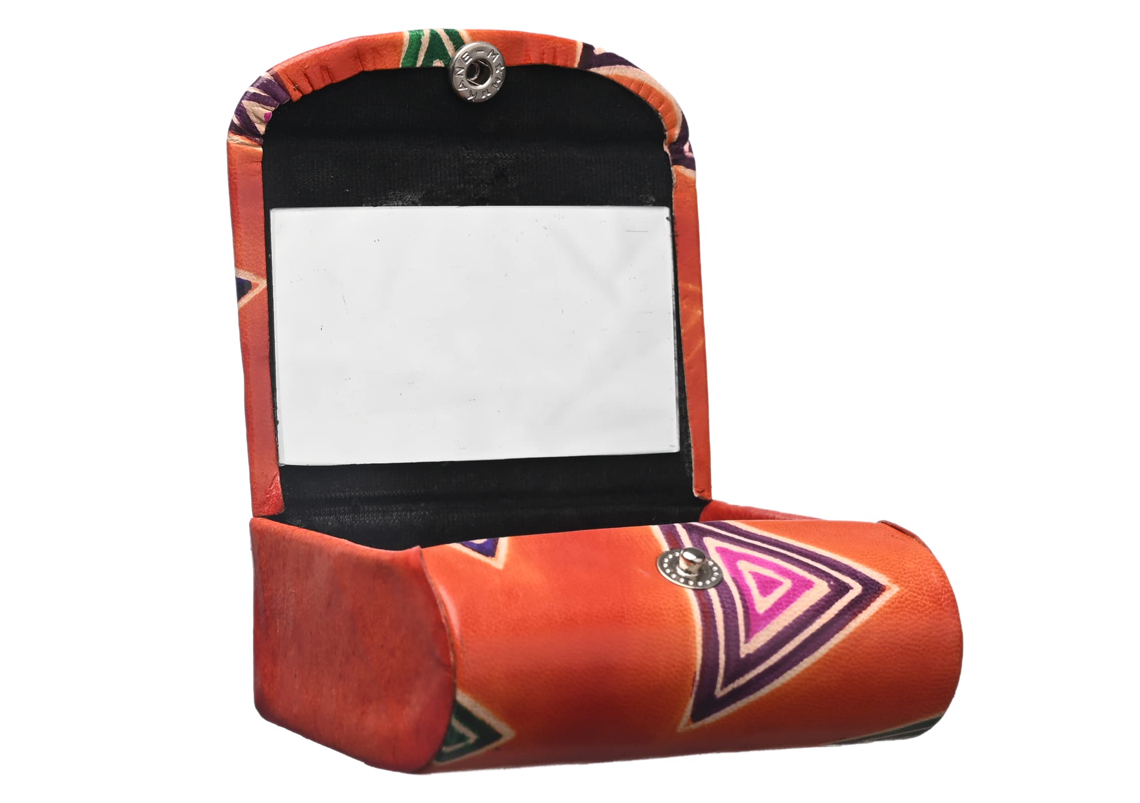 Premium Leather Lipstick Case with Mirror & Floral Design - Double Lipstick Holder for Handbags & Crossbody Bags - Jewelry Organizer Box (Red) | Perfect for Travel, Daily Makeup Storage & Gift Giving