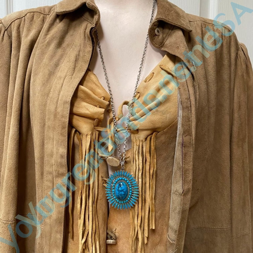 Vintage Costume Faux Turquoise Rosette Necklace for Women - Boho Chic Jewelry for Parties, Weddings & Everyday Wear