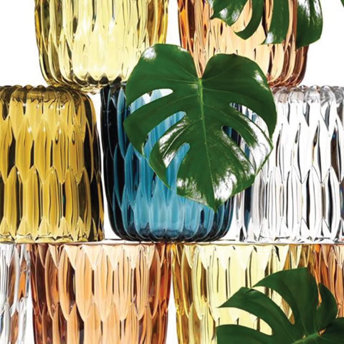Kartell Jelly Vase by Patricia Urquiola - Set of 2 Modern Metallic Gold Glass Vases for Home Decor, Wedding Centerpieces & Luxury Gift Giving
