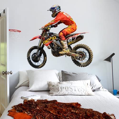 Motorcycle Wall Decal Sticker - Full Color Dirt Bike Motocross for Home & Garage Decor