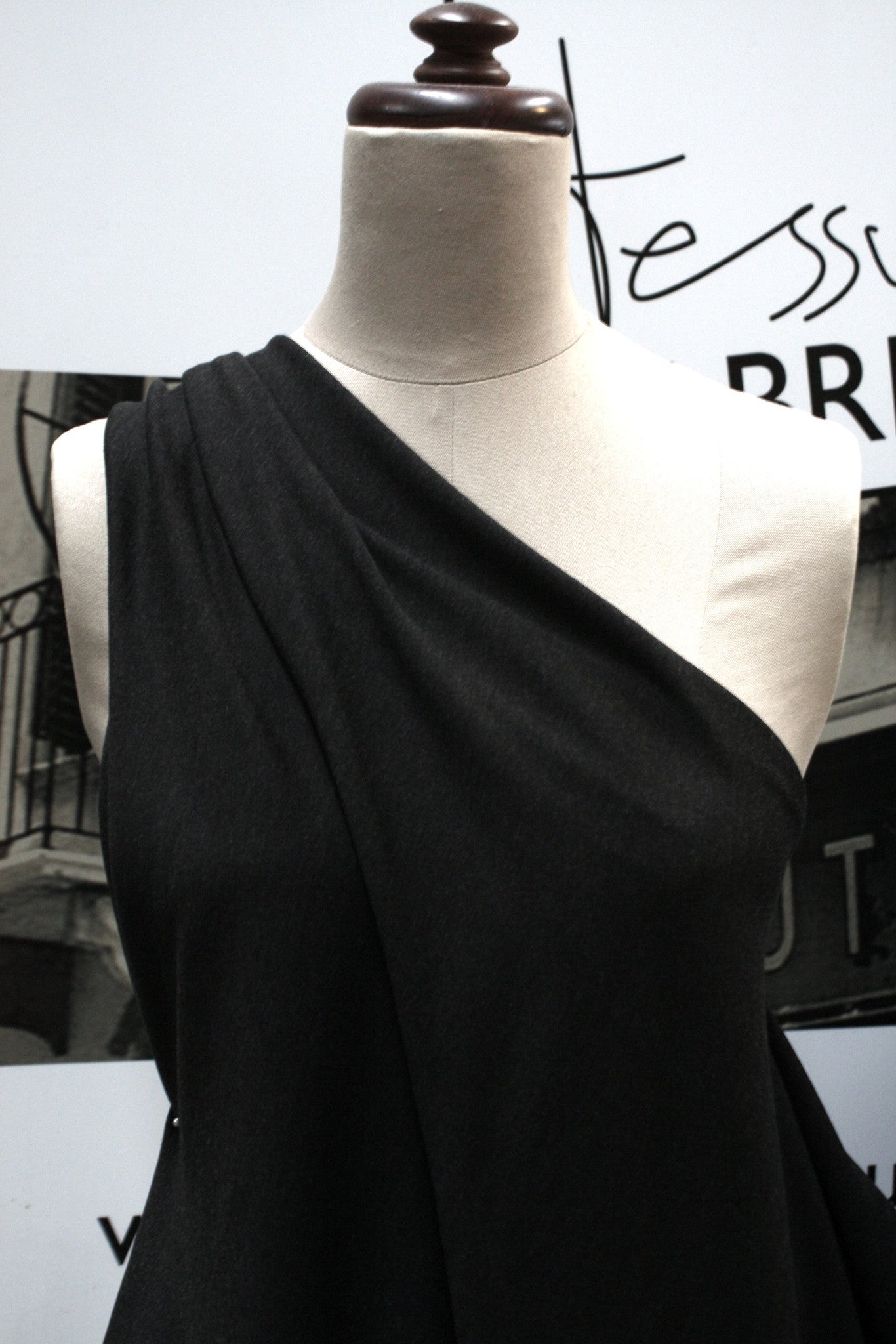 Premium Charcoal Jersey Ponti Fabric - Soft, Breathable & Stretchy Material for Comfortable Clothing & Activewear - Perfect for T-Shirts, Dresses & Workout Apparel