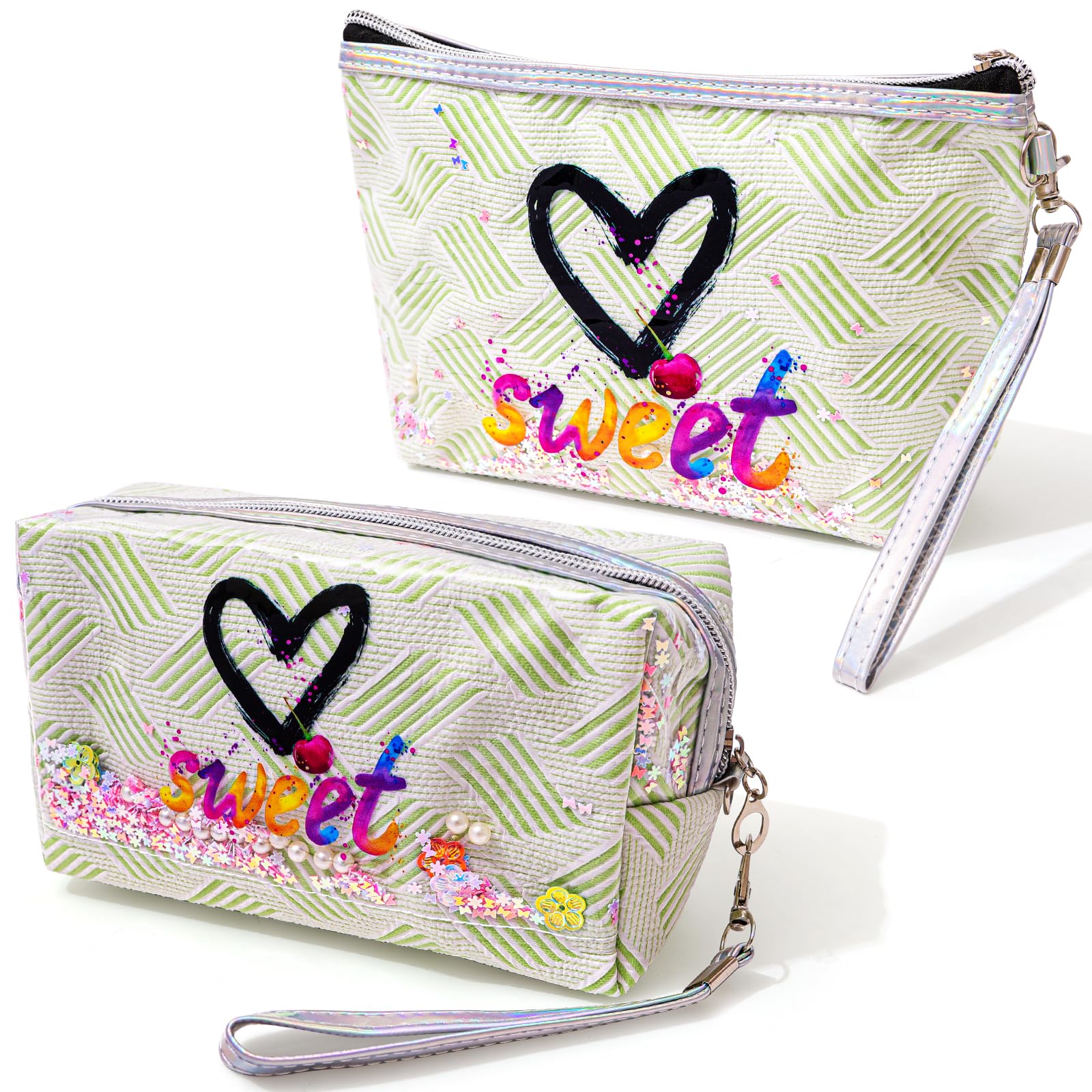 Waterproof Travel Makeup Bag 2 Pack - Large Capacity Cosmetic Organizer with Zipper & Handle, Portable Toiletry Case for Women | Perfect for Air Travel, Gym, Beach & Daily Use