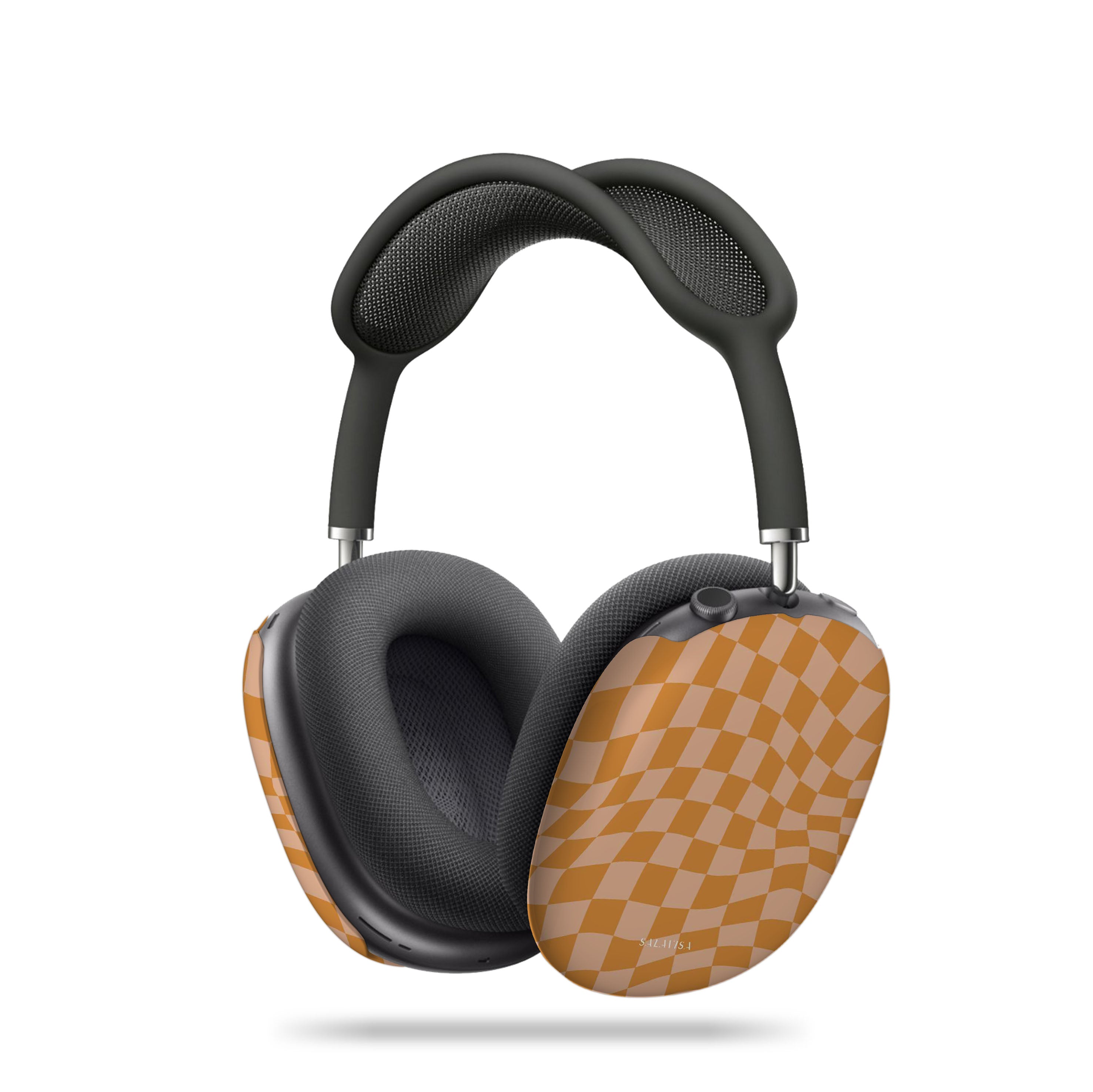 Orange Wave Checkered AirPods Max Protective Case - Shockproof & Scratch-Resistant Cover for Apple AirPods Max Headphones - Perfect for Travel, Gym & Daily Use