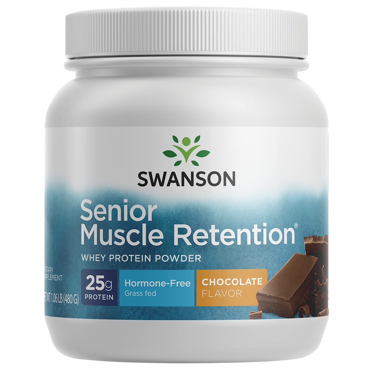 Swanson Senior Muscle Retention Protein Powder - Chocolate Flavor, 1.06 lb (480g) - Supports Muscle Health & Recovery for Active Seniors - Perfect for Post-Workout, Breakfast Smoothies & Healthy Aging