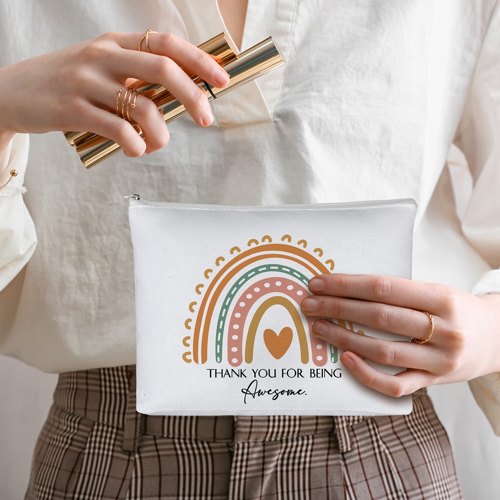 Boho Teacher Appreciation Gifts Set - 60 Pcs Makeup Bags & Keychains for Women, Classroom Thank You Gifts