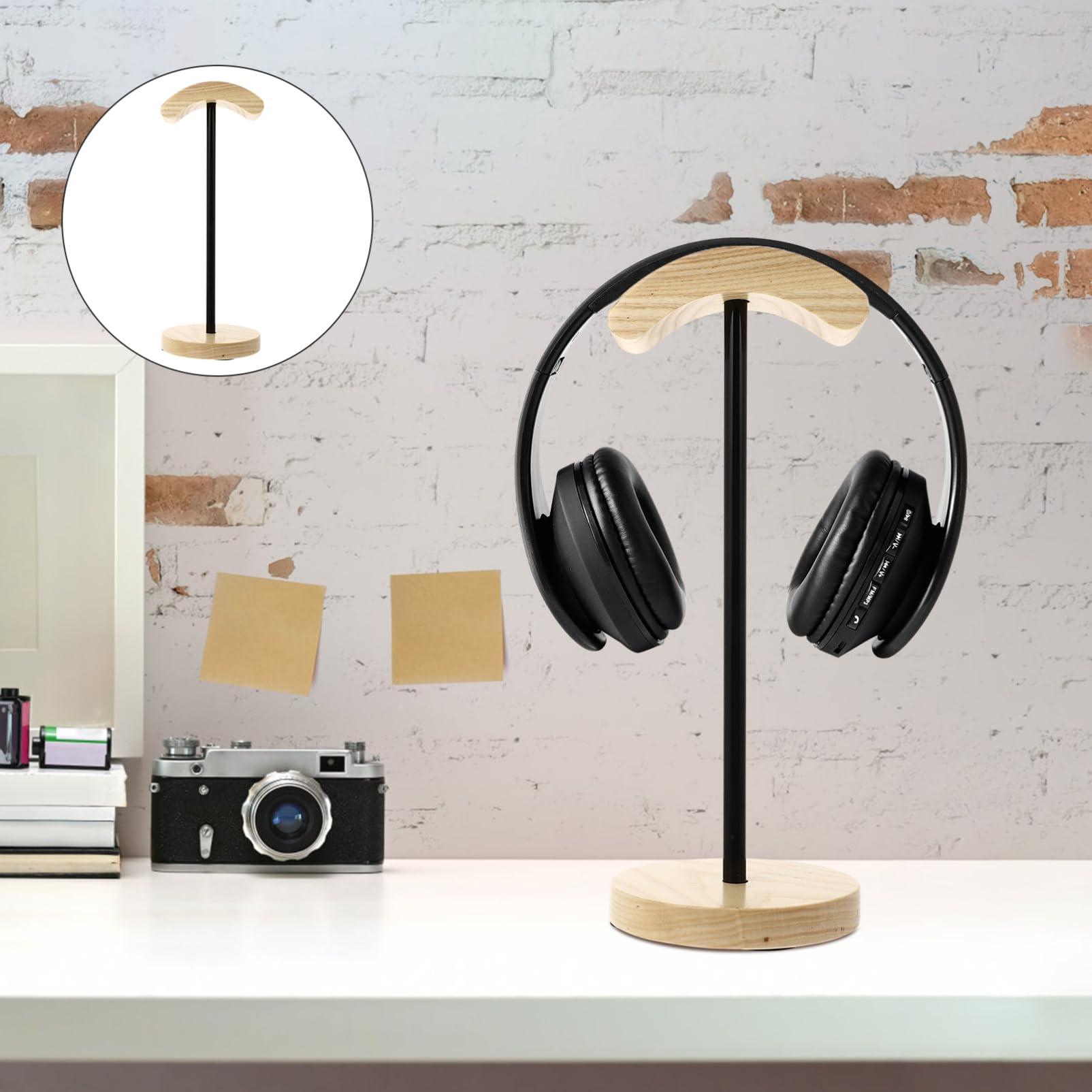 CAXUSD Universal Wooden Headset Hanger Holder - Gaming Headphone Stand for Desk, Computer, Home & Office Organization - Perfect for Gamers, Streamers & Remote Workers