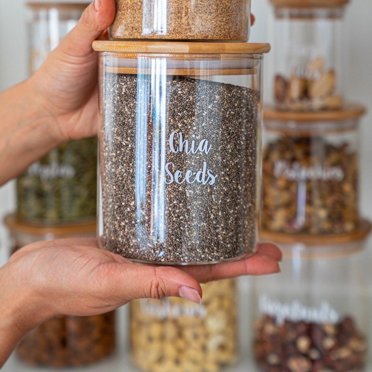 1L Glass Storage Jar with Bamboo Lid - Airtight Food Container for Kitchen Pantry, Coffee, Tea, Spices & Dry Goods Storage - Perfect for Home, Office & Restaurant Use
