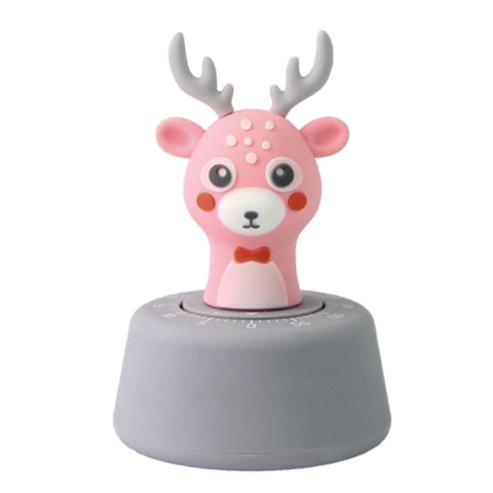 Deer-Shaped Mechanical Kitchen Timer - Wind-Up Countdown Timer with Bell for Cooking, Baking & Holiday Decor - Pink Christmas Deer Timer for Home & Kitchen Use