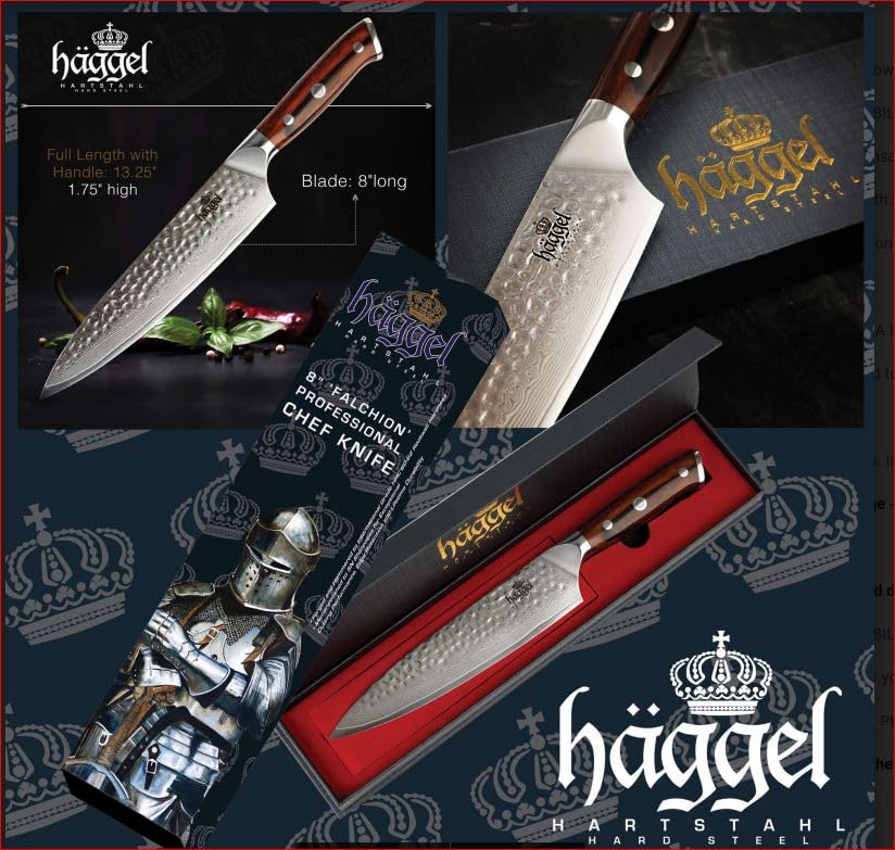 Ultra-Sharp 8 Inch Professional Chef Knife - Hand Hammered VG10 Stainless Steel Kitchen Knife for All-Around Food Preparation | Perfect Gift for Chefs & Home Cooks | Ideal for Slicing, Dicing, and Chopping Vegetables, Meat, and Herbs