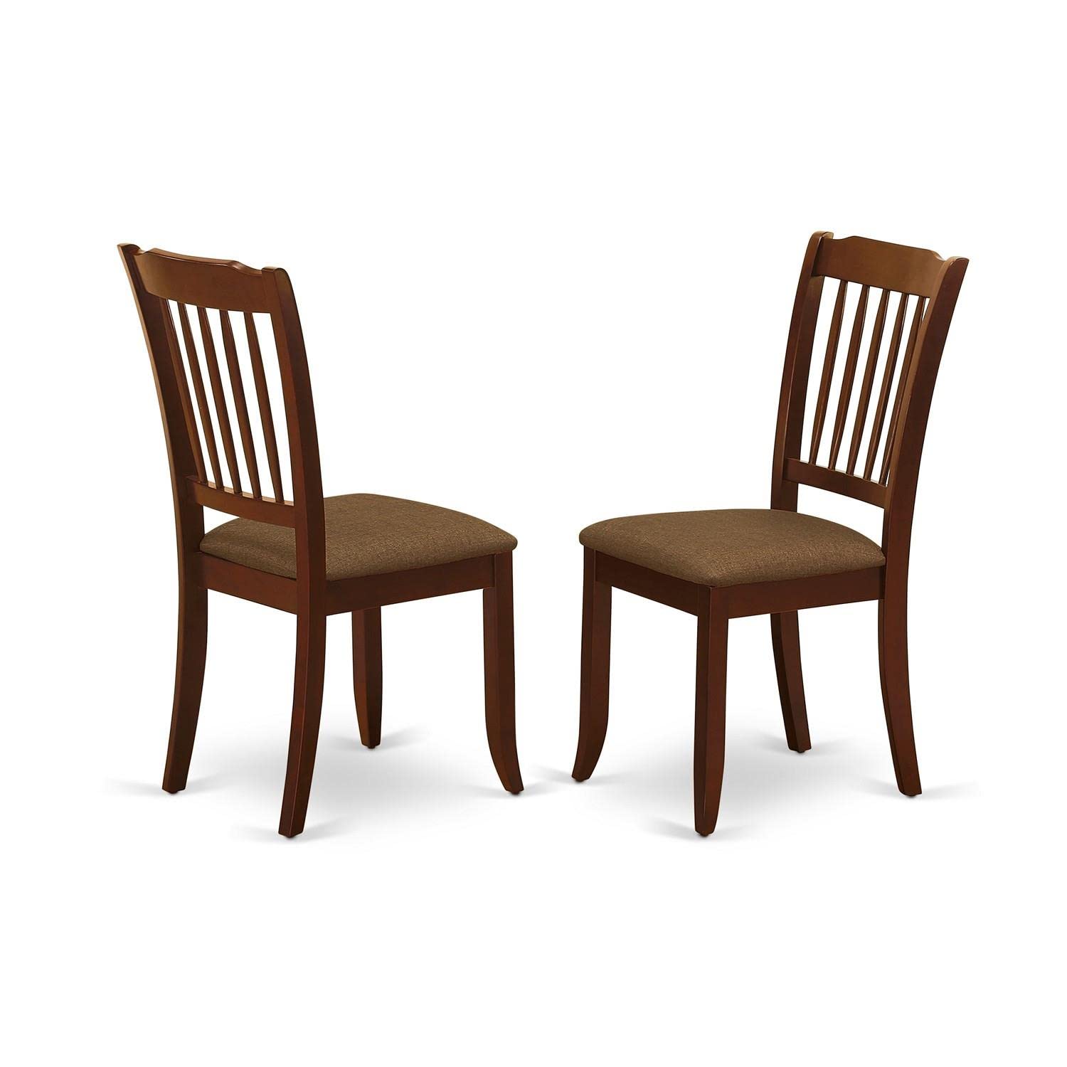 East West Furniture DLDA3-MAH-C 3-Piece Modern Dining Room Set - Round Mahogany Wood Drop Leaf Table with 2 Linen Fabric Chairs, 42x42 Inch - Perfect for Small Spaces, Breakfast Nooks & Apartment Dining Areas