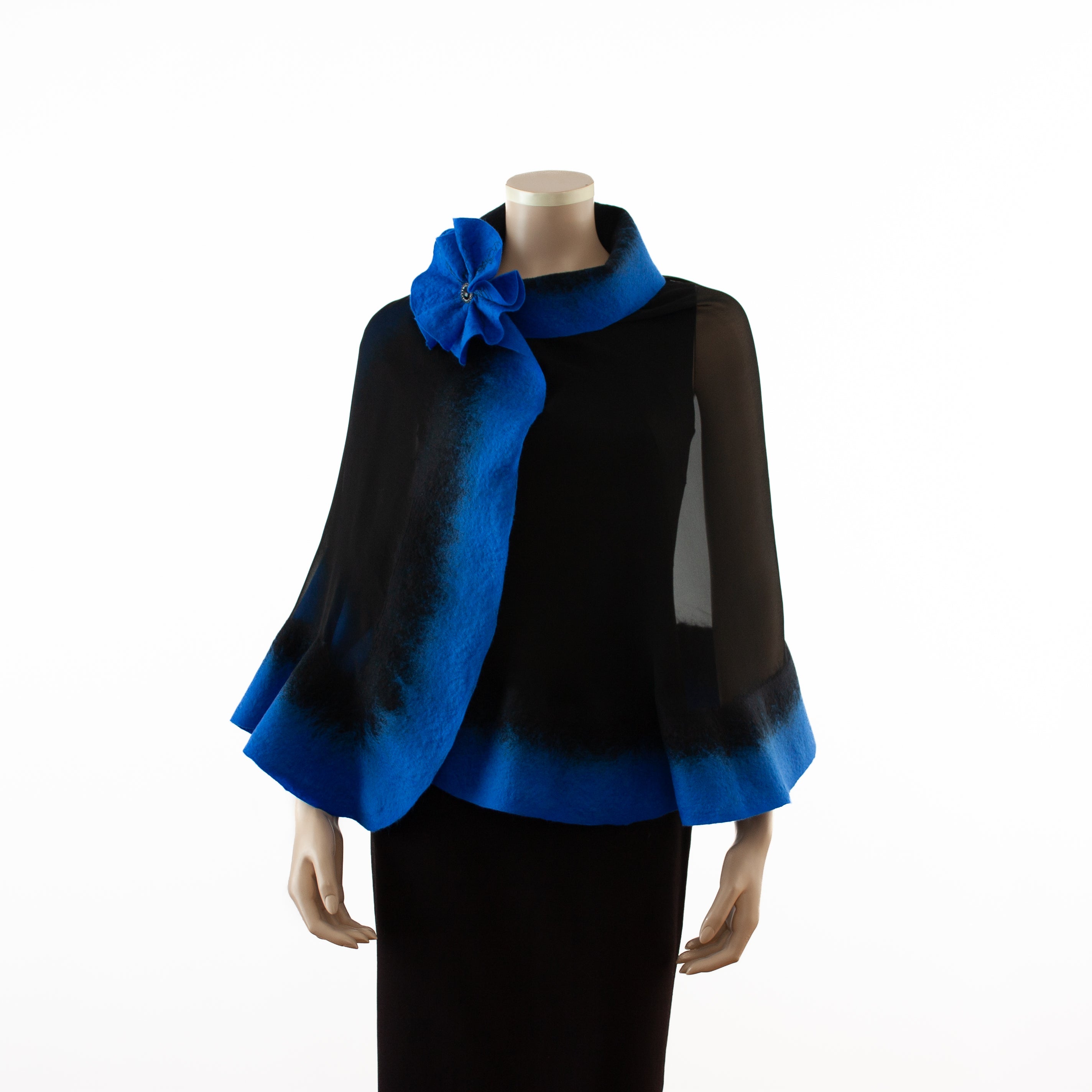 Luxury Black & Royal Blue Silk Shawl Scarf - Elegant Wrap for Women, Perfect for Weddings, Parties & Evening Events | Premium Quality #248 8