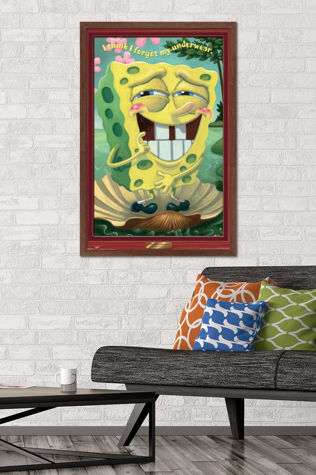 Trends International Nickelodeon SpongeBob SquarePants Underwear Wall Poster - 22.375 x 34 Inches, Mahogany Framed Version - Perfect for Kids' Room Decor, TV Show Themed Bedroom & Cartoon Lover Gifts