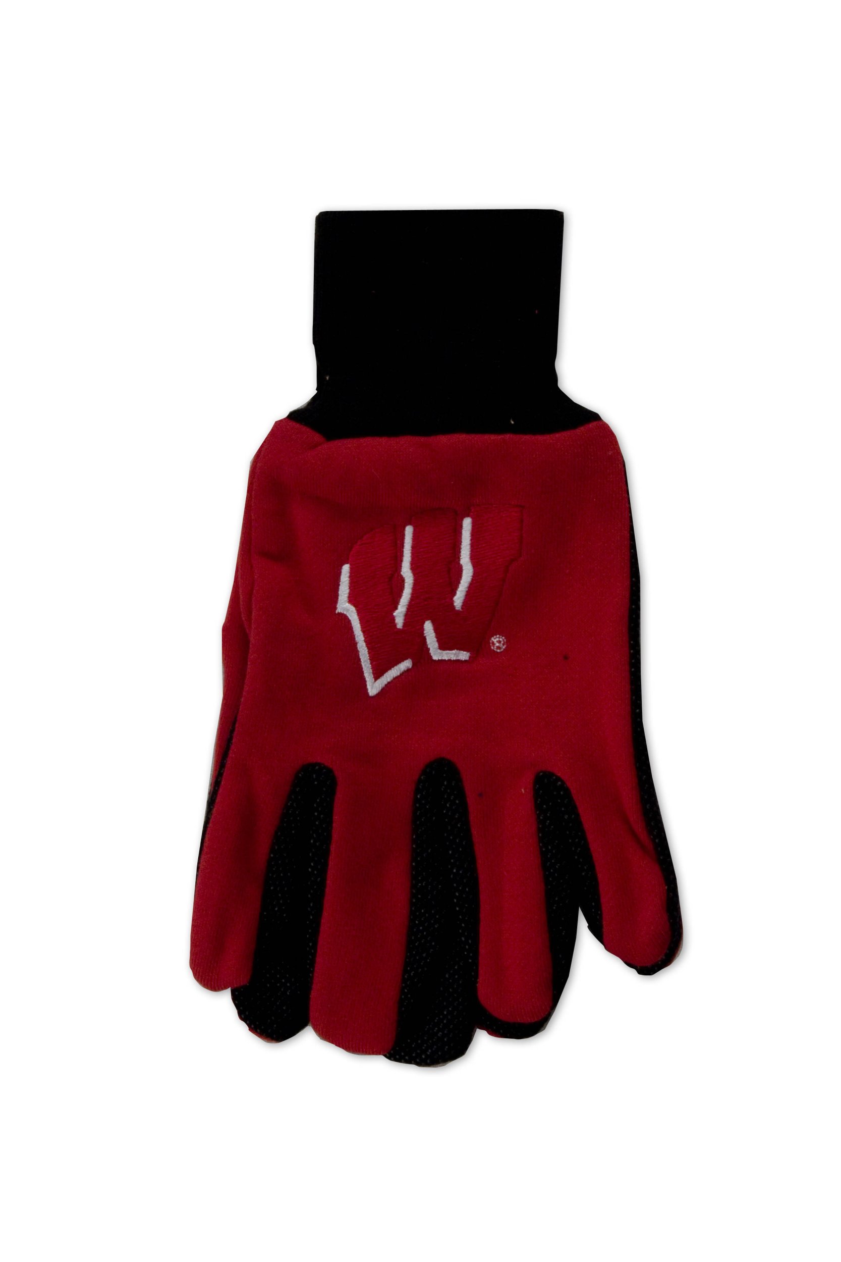 WinCraft Wisconsin Badgers Two-Tone Football Gloves - Red & White Team Colors - Perfect for Game Day, Tailgating & Fan Gear Collection