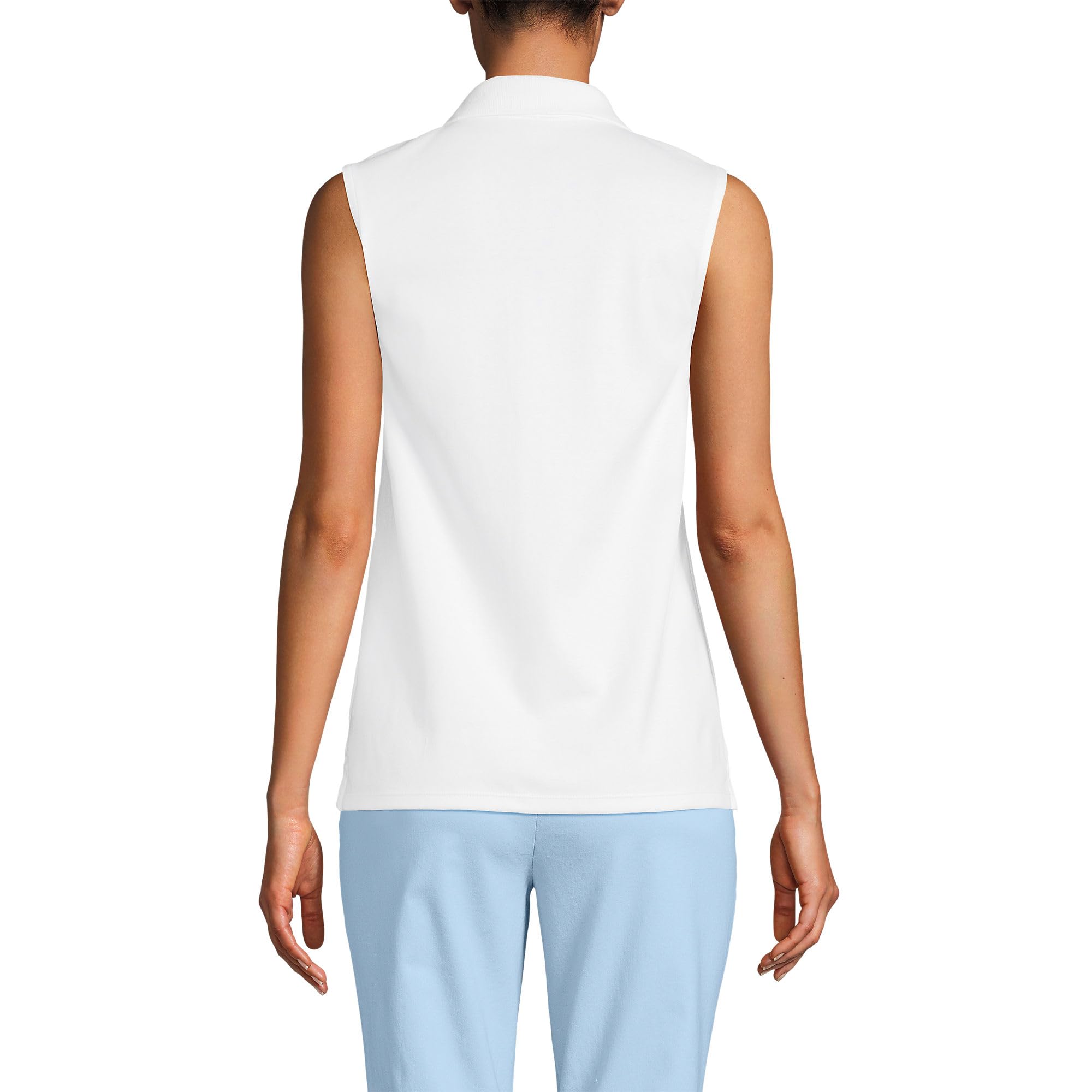 Lands' End Women's Supima Cotton Polo Shirt - Soft Breathable Short Sleeve Top for Casual Wear, Golf & Work