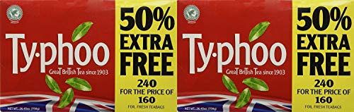 Typhoo Tea Bags - 480 Count (Pack of 2) | 160+80 Bags Each | Premium Black Tea for Morning Boost & Afternoon Relaxation | Perfect for Office, Home & Gifting