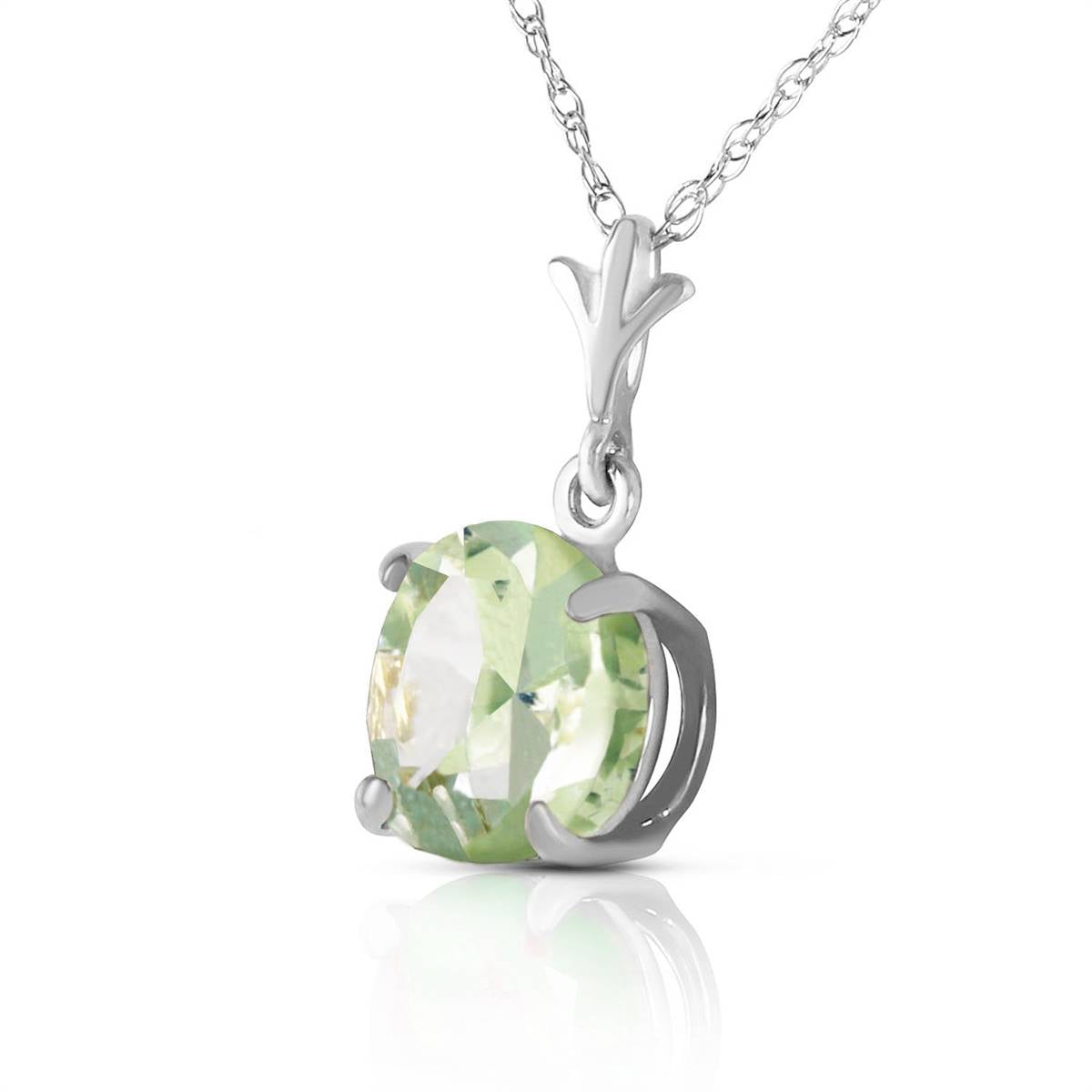1.15 Carat 14K Solid White Green Amethyst Pendant Necklace for Women - Elegant Jewelry Gift for Anniversary, Valentine's Day & Special Occasions