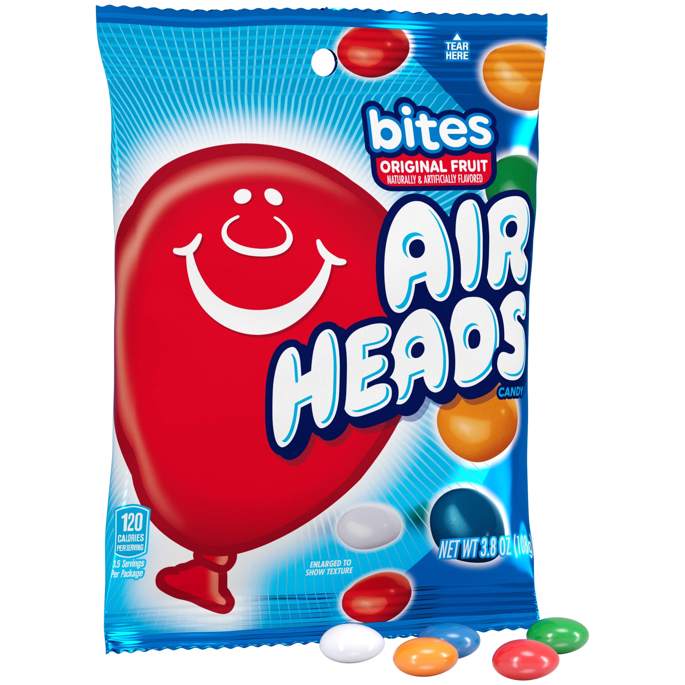 Airheads Bites Candy Peg Bag - Assorted Fruit Flavors, 3.8oz - Perfect for Birthday Parties, Halloween Treats & Office Snacks