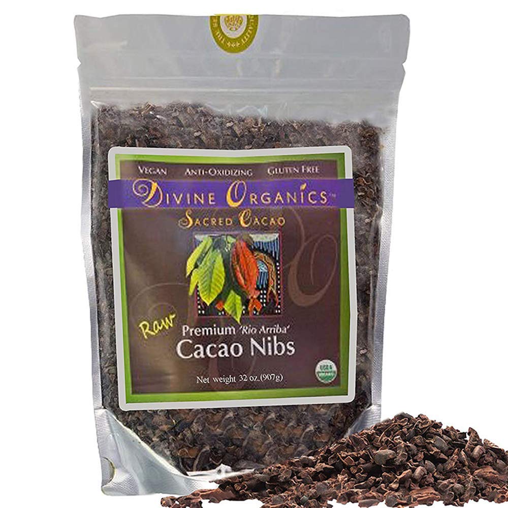 Divine Organics Raw Organic Cacao Nibs - USDA Certified, Premium Rio Arriba Origin - Rich in Magnesium & Antioxidants - Perfect for Smoothies, Baking, Healthy Snacks, Salads & Trail Mixes - Great Chocolate Chips Alternative (32oz Bulk Pack) - Ideal for Home Cooking, Vegan Recipes & Energy Boosting Snacks