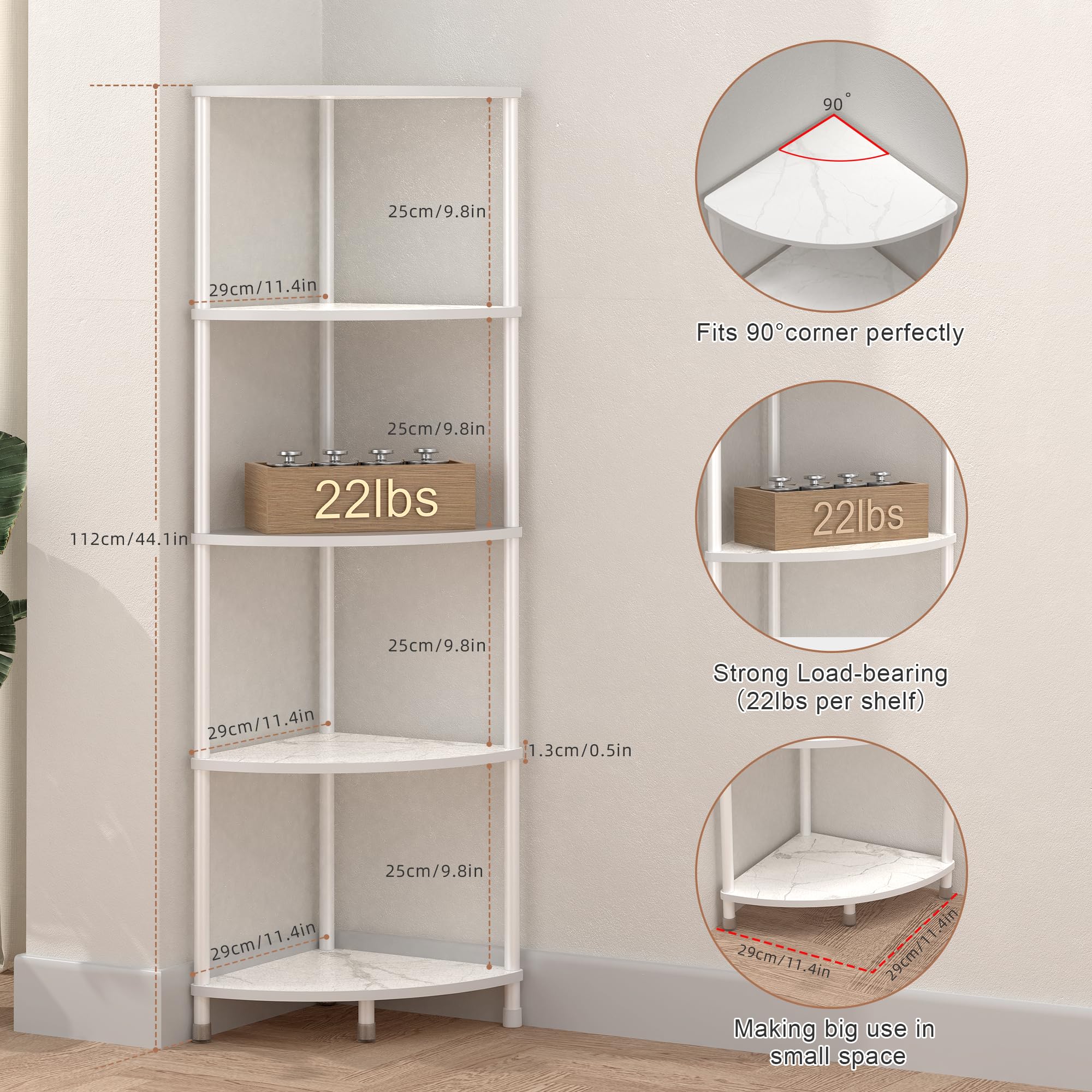 5-Tier Corner Shelf Stand - 44.1