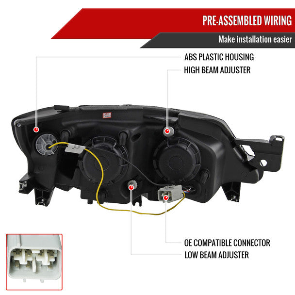 2008-2014 Subaru Impreza WRX & 2008-2011 Outback Sport LED Projector Headlights - Matte Black Housing with Clear Lens - High Performance Headlight Set for Night Driving & Off-Road Adventures