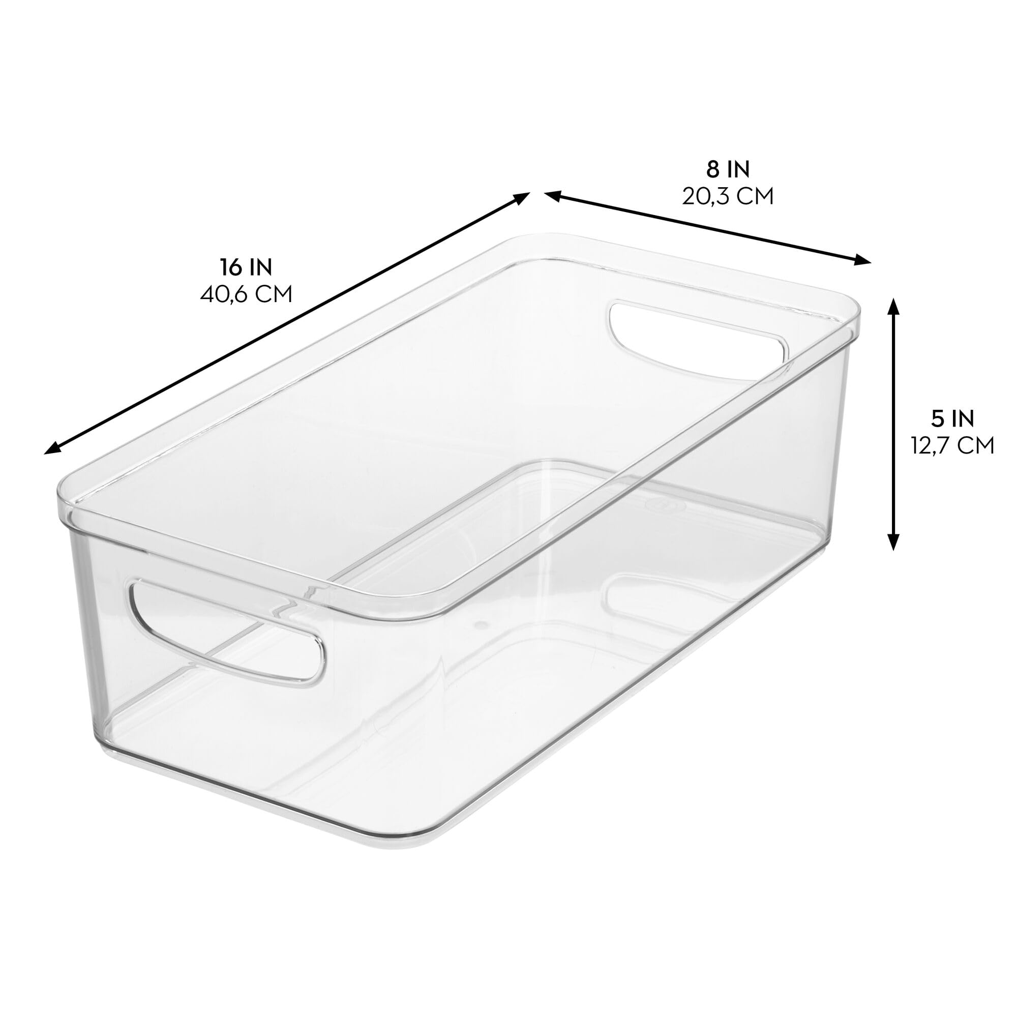 iDesign Clear Recycled Plastic Storage Bin with Handles - 10” x 8” x 5” for Cabinet & Pantry Organization - Perfect for Kitchen, Bathroom, Office & Closet Storage