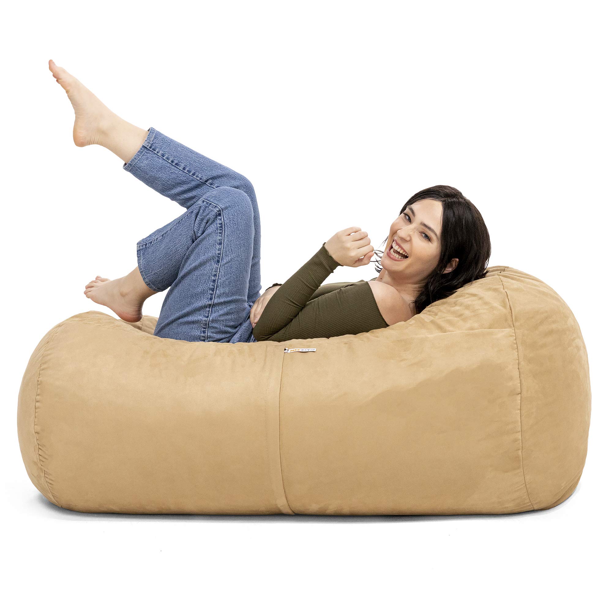 Jaxx Sofa Saxx Bean Bag Lounger - 4-Feet Oversized Comfortable Chair, Camel Brown - Perfect for Living Room, Game Room & Dorm Relaxation
