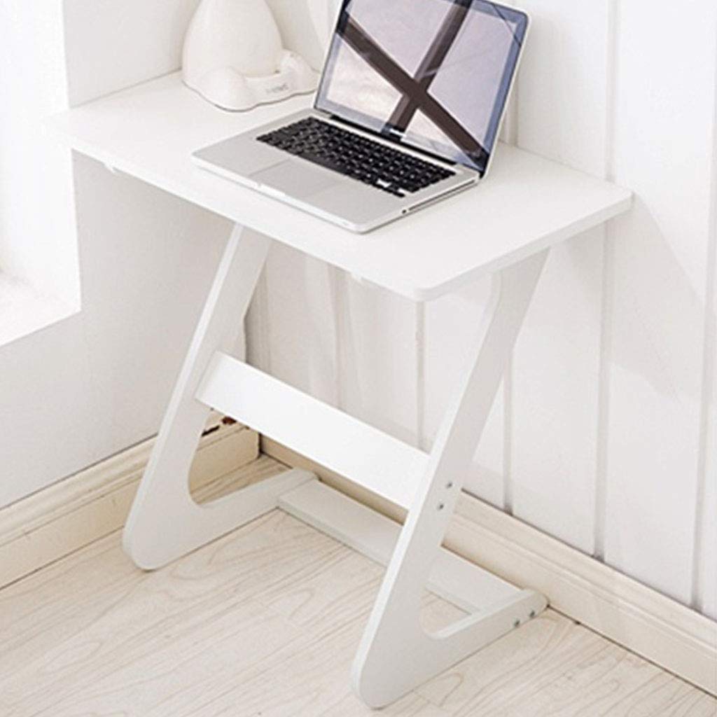 Compact Z-Shaped Folding Laptop Desk - Space-Saving White MDF Writing Table for Small Spaces | Portable Study Desk for Dorm, Bedroom, Sofa & Overbed Use | Perfect for Remote Work, Online Classes & Home Office Setup