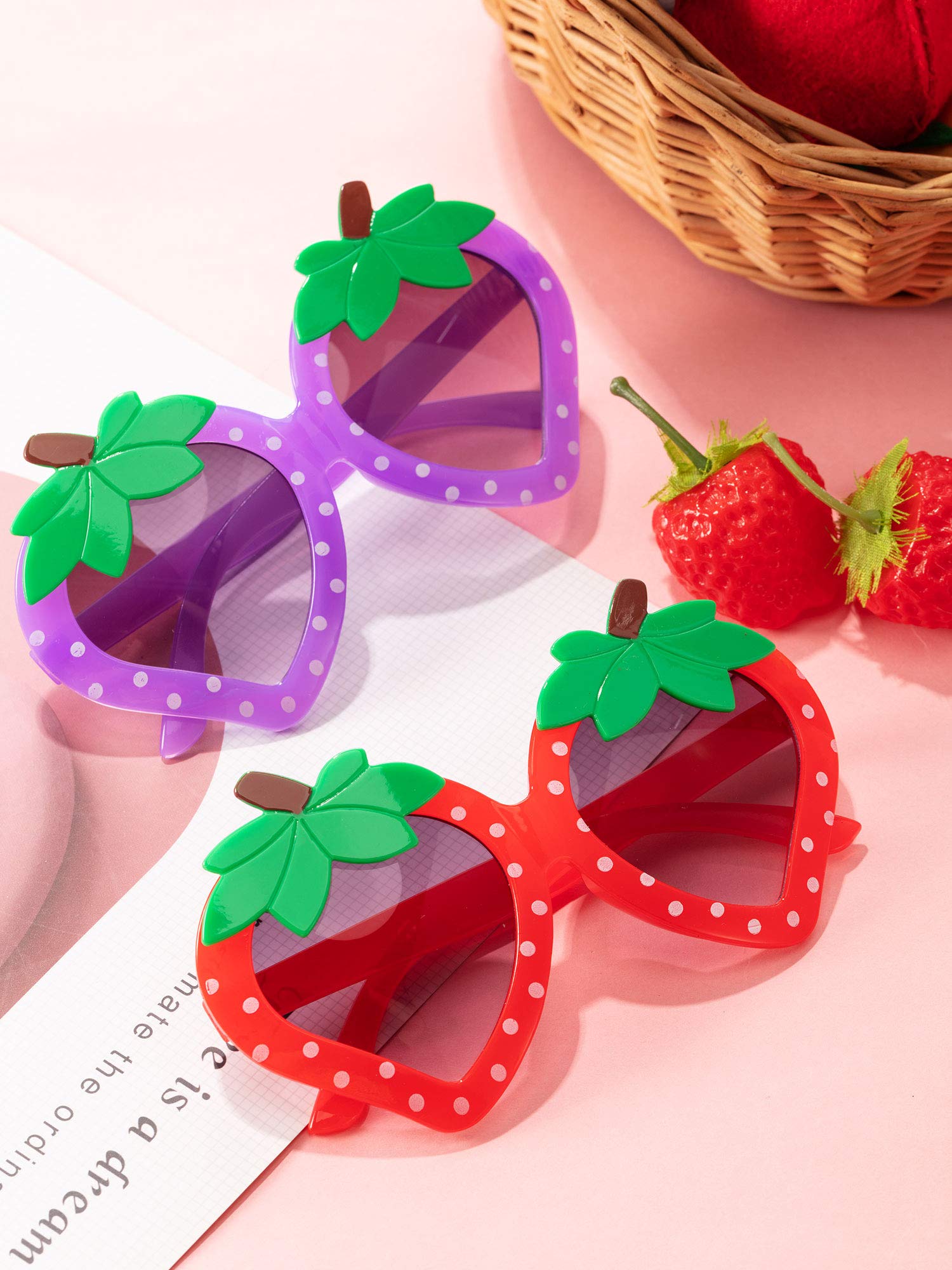Frienda 5 Pairs Toddler Sunglasses for Girls - Cute Strawberry Shaped UV Protection Sunglasses, Fun & Stylish Eyewear for Baby Girls - Perfect for Beach, Pool, Outdoor Play & Birthday Party Favors