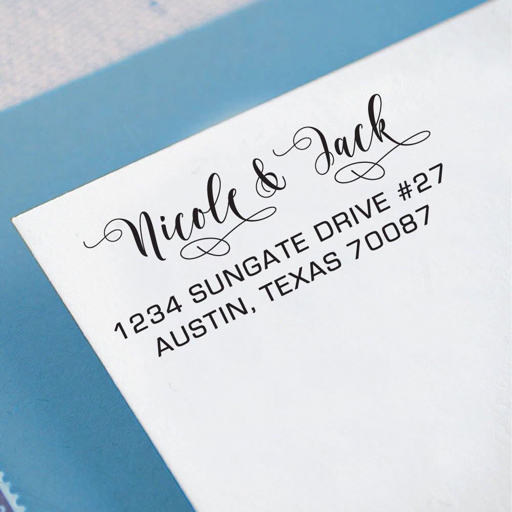 Custom Self-Inking Return Address Stamp - Personalized Rubber Stamp for Wedding Invitations, Business Mail & Home Office Use