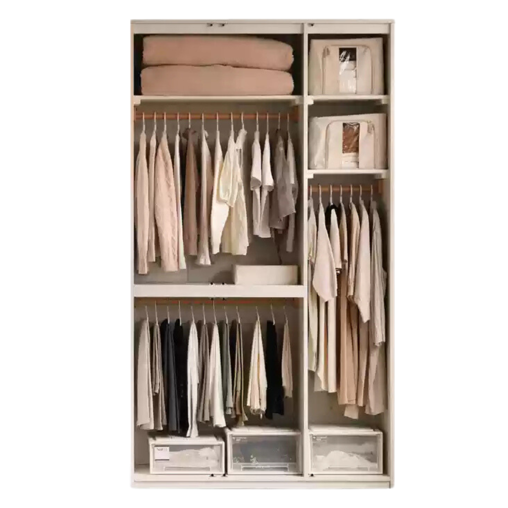 Pine Solid Wood Sectional Large Wardrobe - Cream Style Modern Closet for Bedroom & Living Room Storage Organization