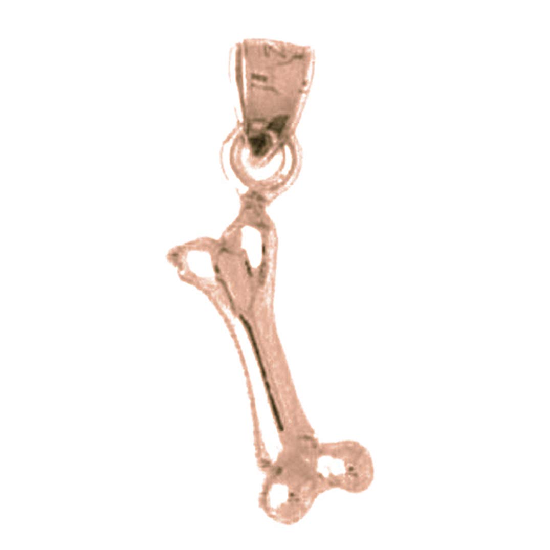 14K Rose Gold Dog Bone Pendant Necklace - 23mm Solid Gold Pet Memorial Jewelry for Dog Lovers - Perfect for Pet Loss Remembrance & Everyday Wear